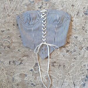 Navy Pinstripe Corset Top